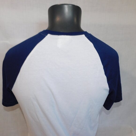 Molson Canadian Beer Mens M Short Sleeve Raglan Baseball Shirt Blue White - Picture 10 of 10